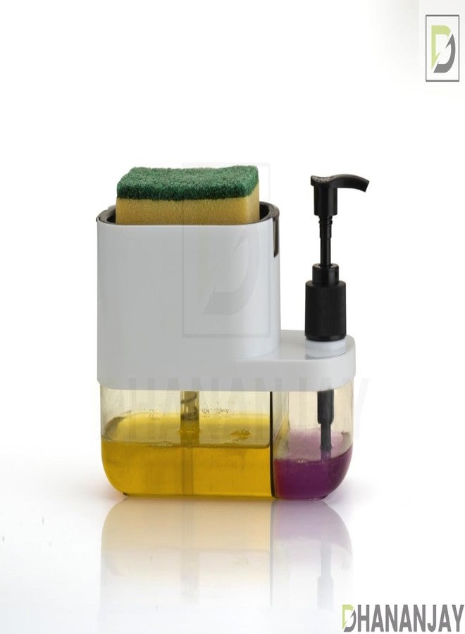 D Dhananjay Dhananjay 3 in 1 Soap Pump Dispenser Dish Soap Liquid Dispenser Sponge Holder Dish Soap Pump Dispenser for Kitchen Sink Countertop Kitchen Bathroom (Blue) - Image 5